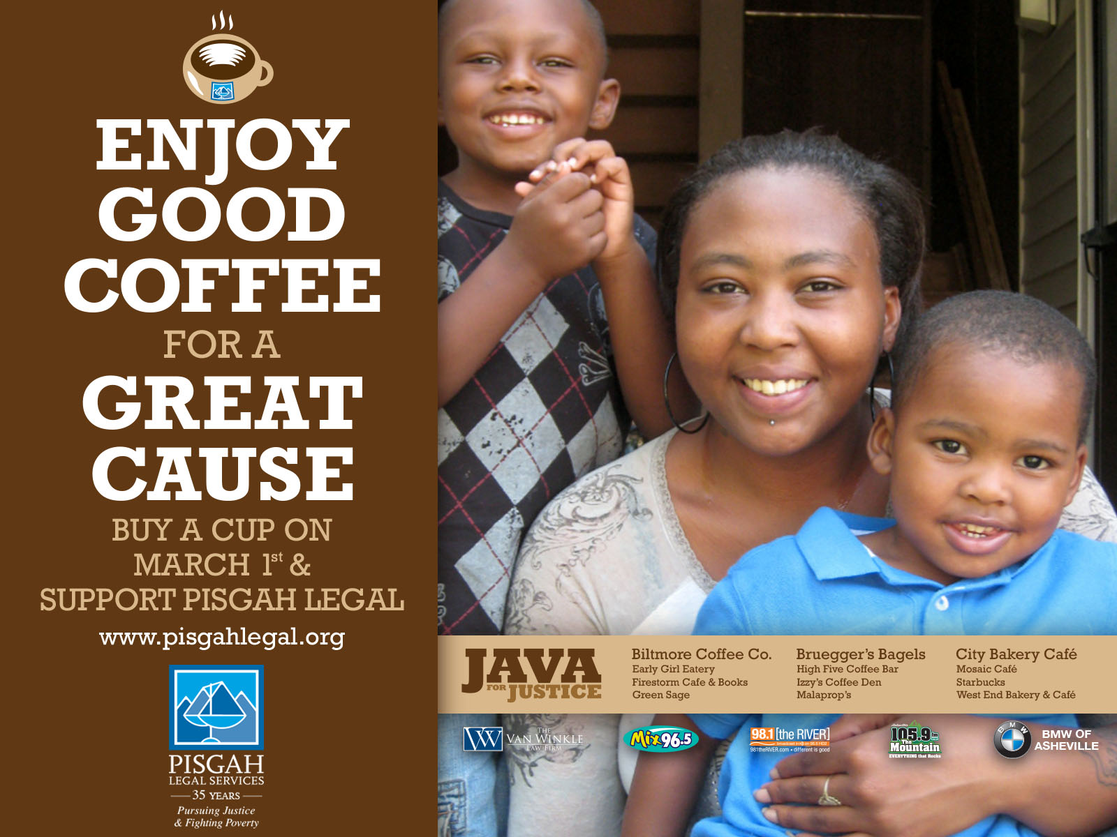 Portfolio Pisgah Legal Services Java for Justice Fundraiser